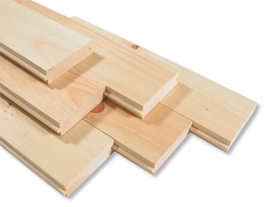 Planche à galerie embouvetée en pin noueux blanc 1 3/16" x 4 1/4"