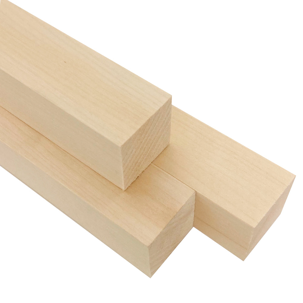 Ensemble de 3 blocs à sculpter en tilleul 1 1/2" x 1 1/2" x 5 3/4"