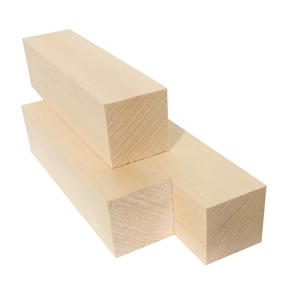 3 Pieces of Basswood for carving 1 1/2" x 1 1/2" x 5 3/4"