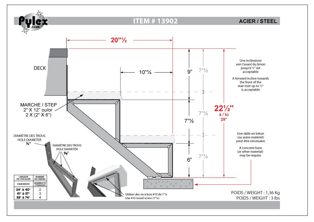 Black steel stair stringer - Pylex