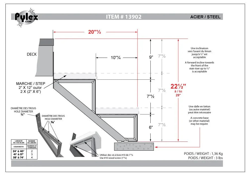 Black steel stair stringer - Pylex