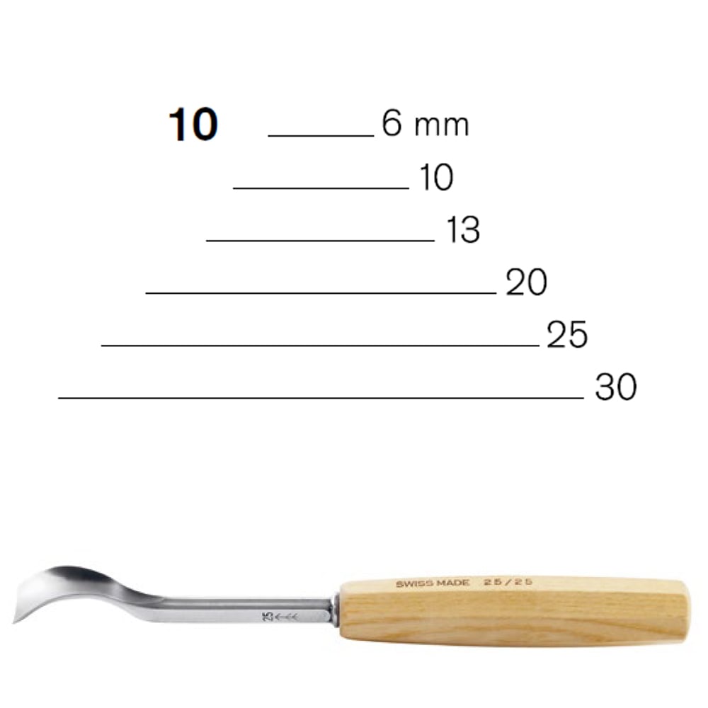 Gouges contre-coudées N°10 - Pfeil. Fabriqué en Suisse