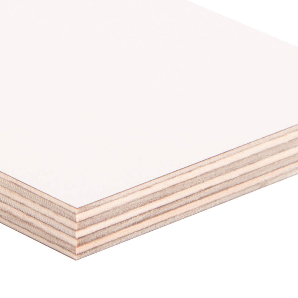 White melamine panel with Baltic Birch core Panomel - 4' x 8'