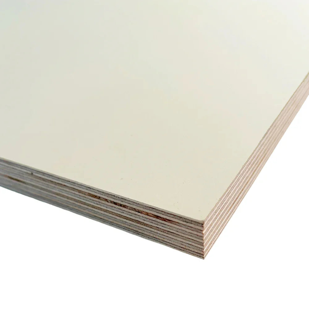 Cream melamine panel with Baltic Birch core Panomel - 3/4'' 4' x 8'