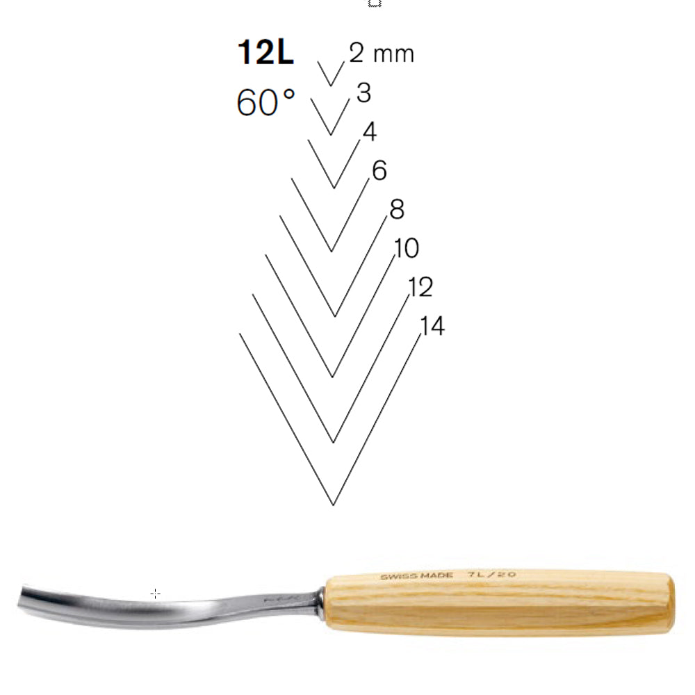 Gouges courbées N°12L - Pfeil. Fabriqué en Suisse