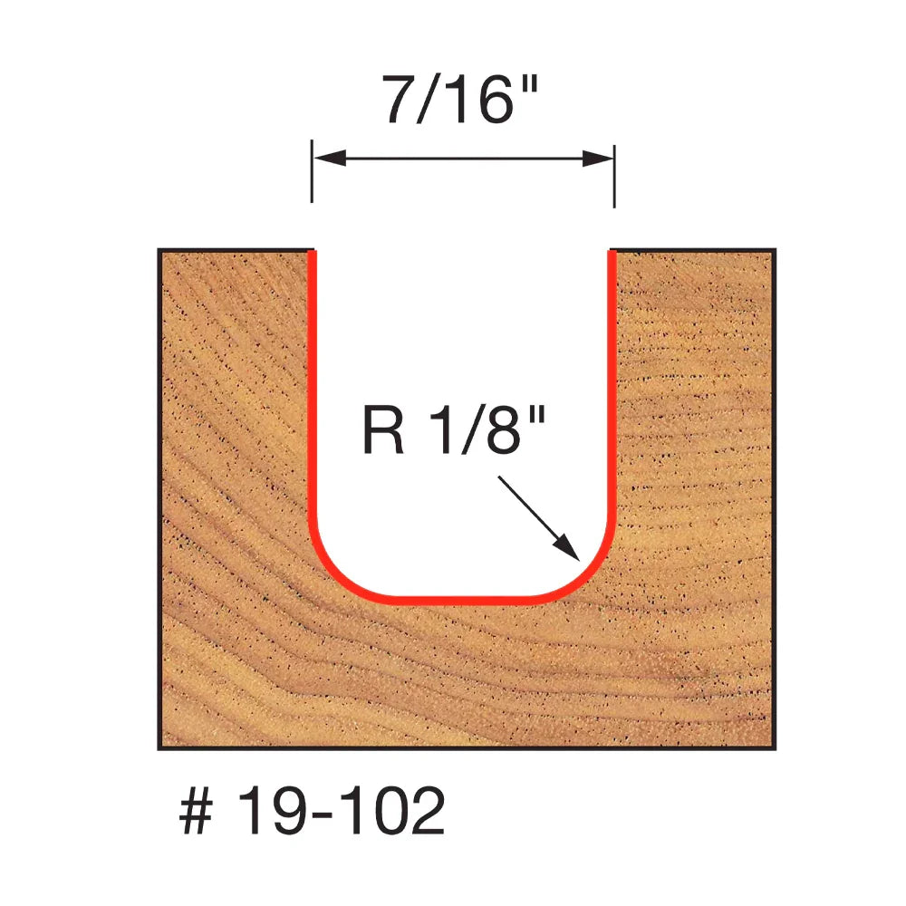 1/8" Radius Flat Bottom Router Bit, 1/4" Shank #19-102 - Freud