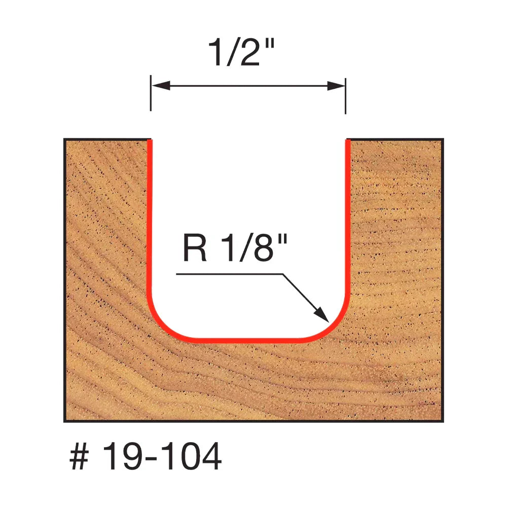 Mèche à toupie fond plat à rayon 1/8'', tige 1/4'' #19-104 - Freud