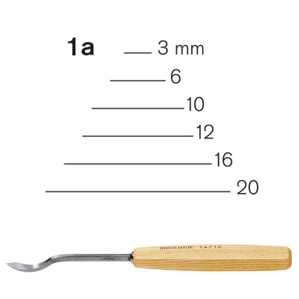 Gouges coudées N°1A - Pfeil. Fabriqué en Suisse