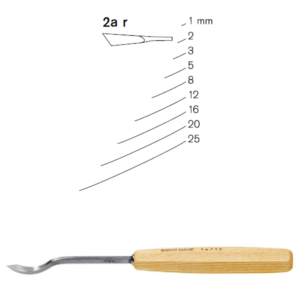 Gouges coudées N°2A (droite) - Pfeil. Fabriqué en Suisse