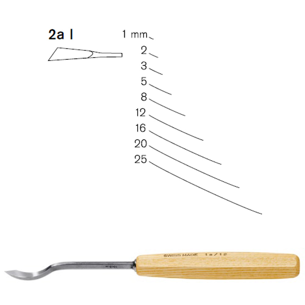 Gouges coudées N°2A (gauche) - Pfeil. Fabriqué en Suisse