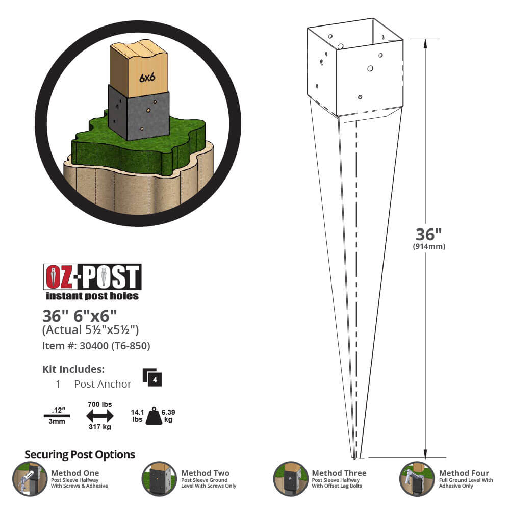 Pieu OZ-Post #T6-850 (5 1/2")