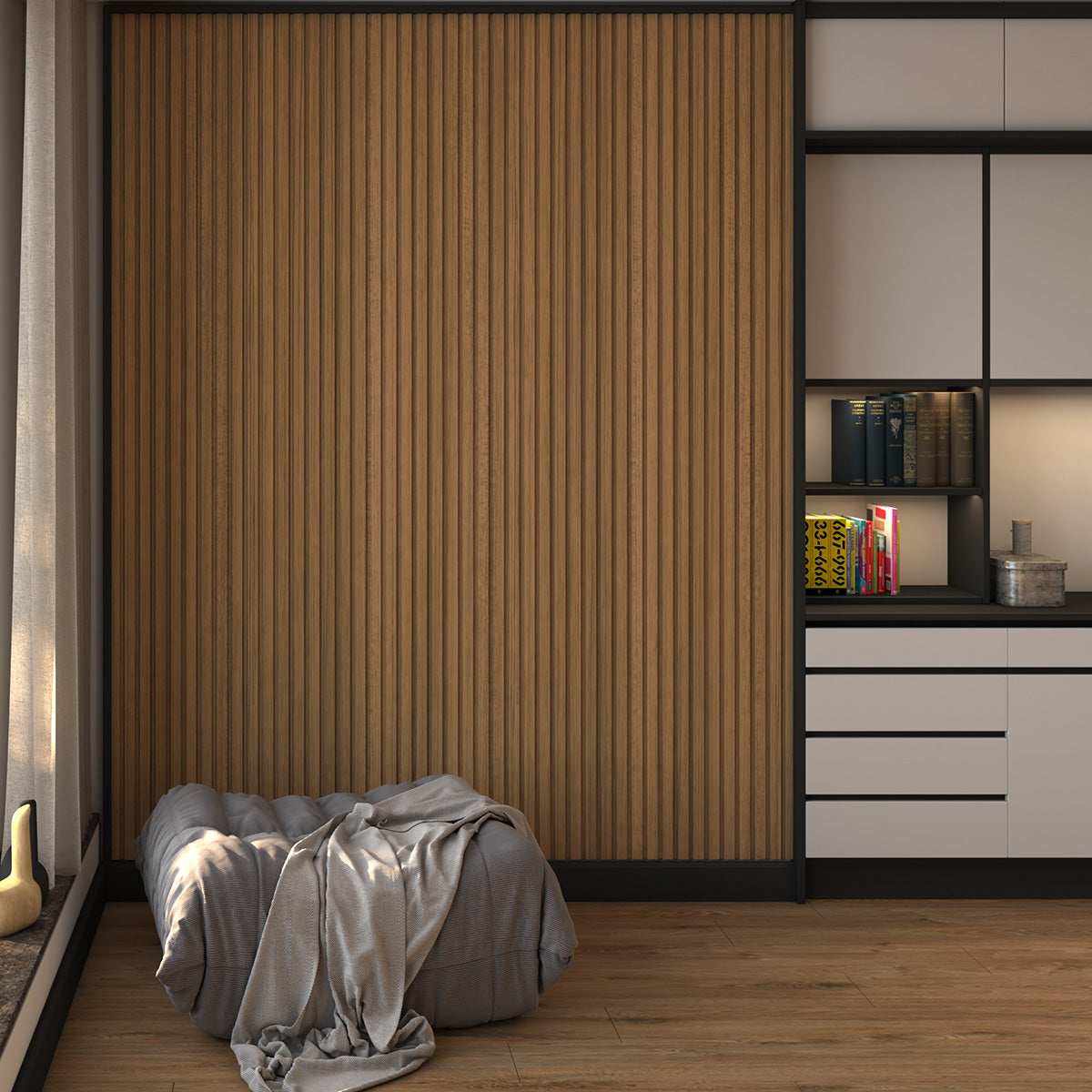 Interior Teak Fluted Wall Panel (11,65 sq.ft.) - Signature Salda