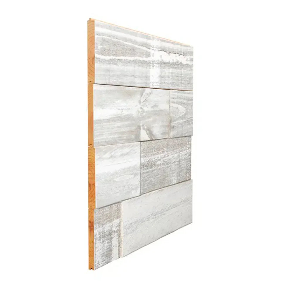 2D Barnwood Tongue & Groove Wall Panelling white pine stainless steel white finish - Interbois