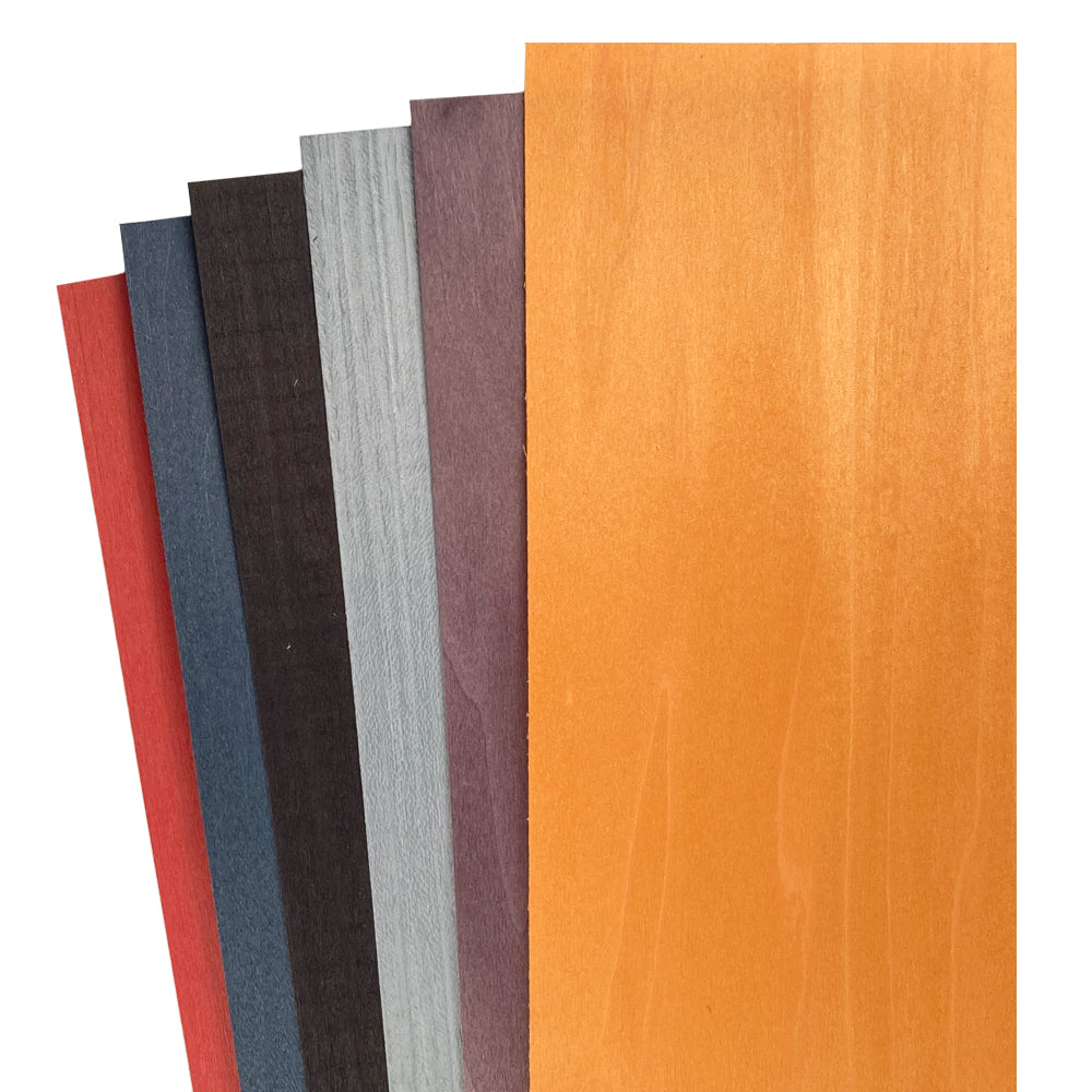 Coupon de placage assorties pour marqueterie. Couleurs assorties : 4.5" à 7.5" x 25" - (6 p.c.)