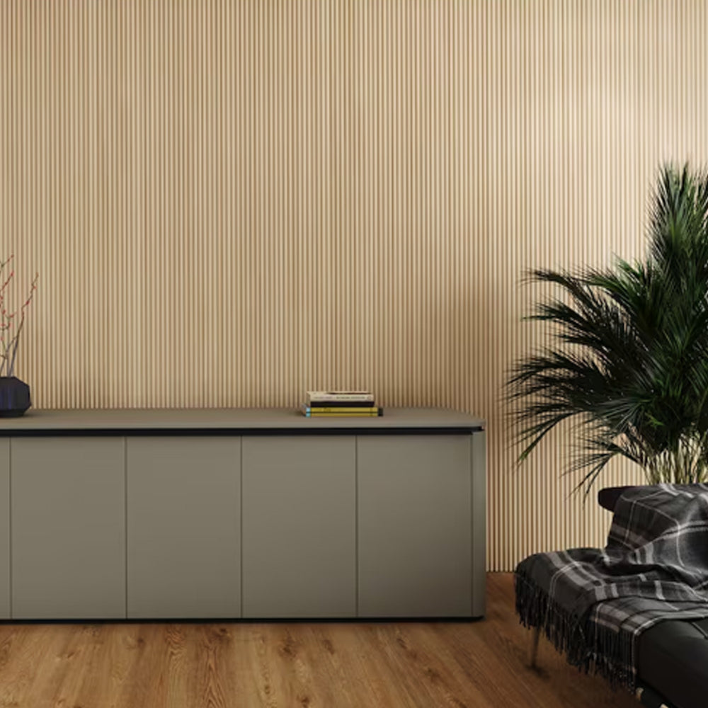 Balik tambour style wall panel 3 5/8’’x96’’ - 6 pcs/pack white oak color