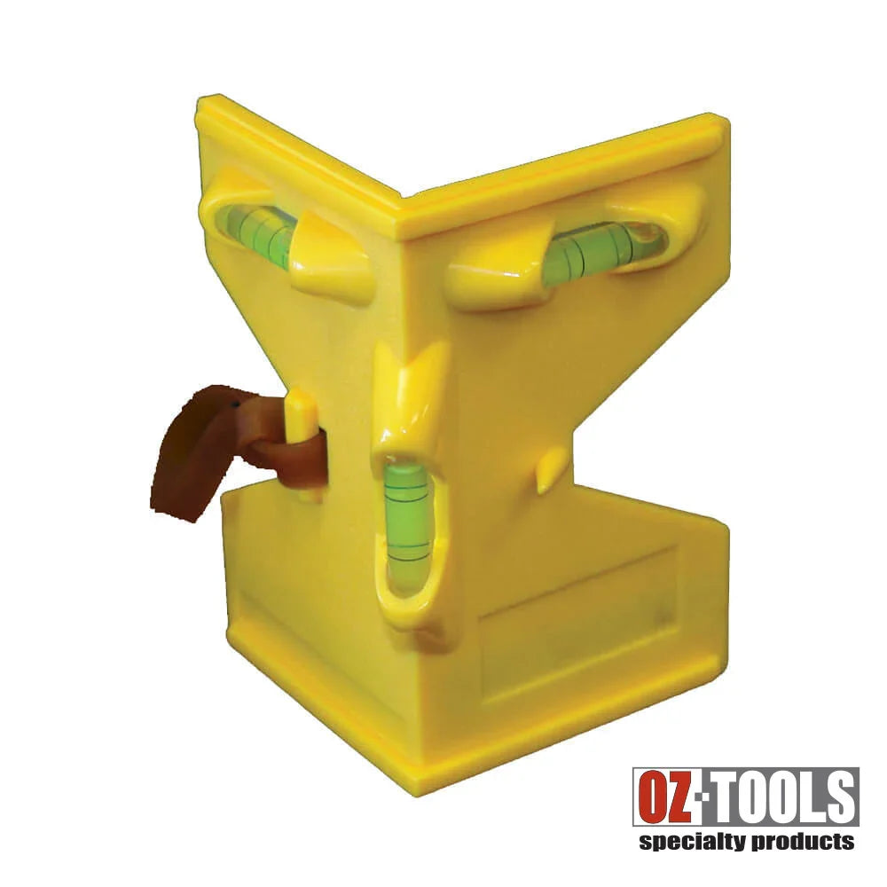 Niveau d’angle jaune avec fioles pour l’alignement du bois et la menuiserie.