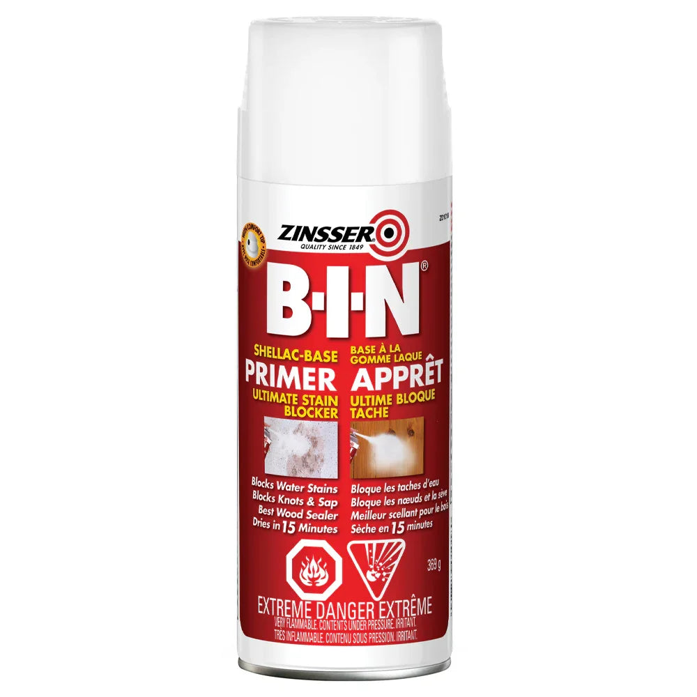BIN - Apprêt gomme laque blanc 369g aérosol, Zinsser