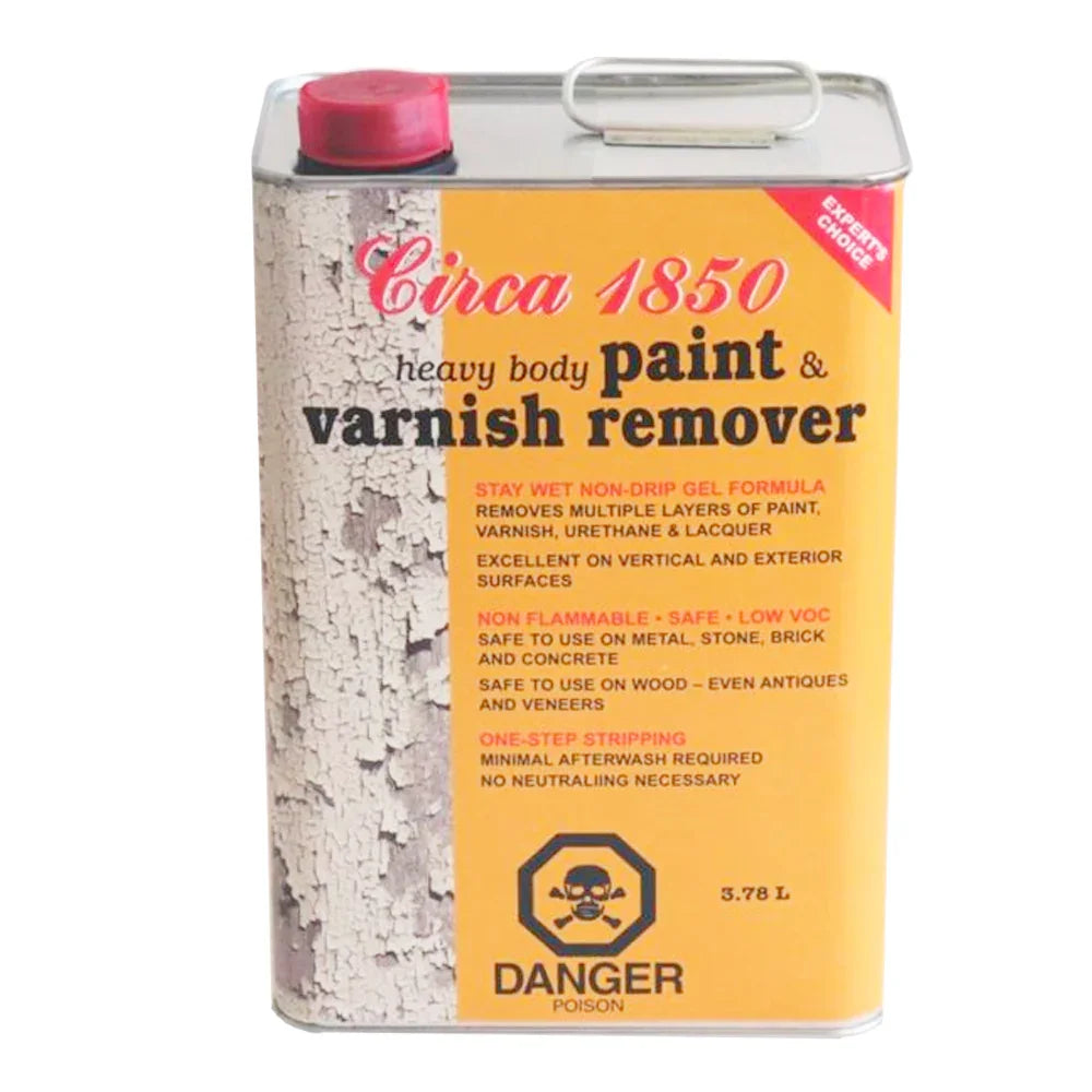 Décapant gel pour peinture et vernis Circa 1850, bidon de 3,78 L, usage bois et métal.