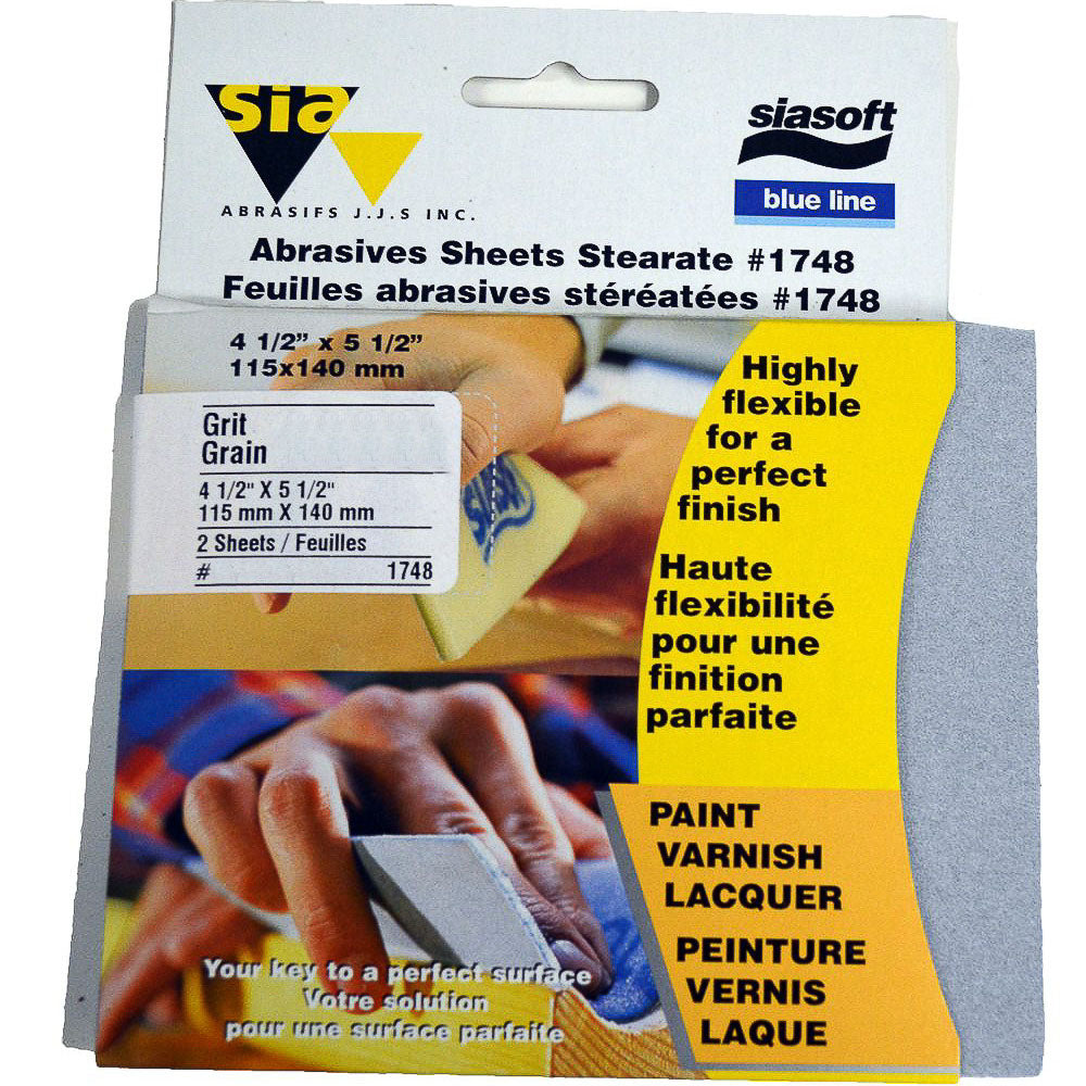 Feuilles abrasives stéréatées SIASOFT #1748 - 4 1/2" x 5 1/2" 2/pqt - Sia