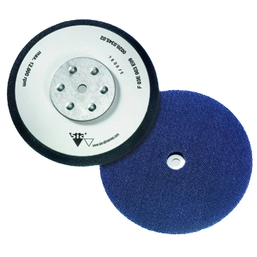 Disque abrasif rond pour ponçage bois, avec support central, grain bleu, vue de face.