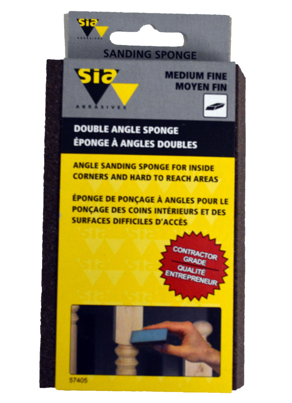 Éponge de ponçage régulière à angle double - Grain moyen