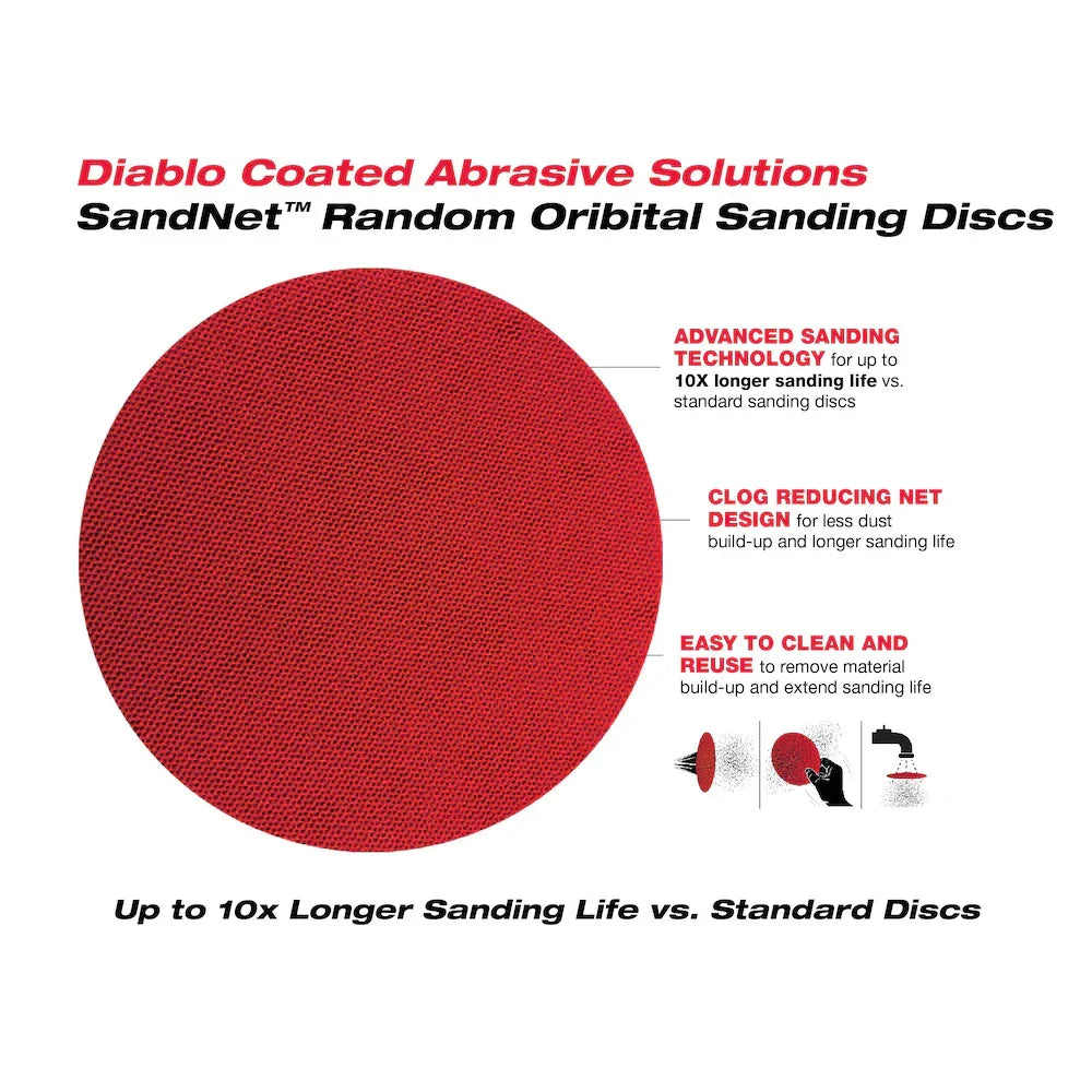 Disque 5" avec tampon de connexion SandNet (10/pqt) - Diablo - Grains 60 à 400
