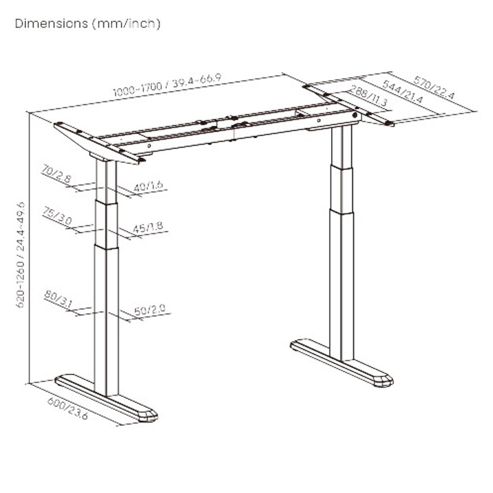 Structure ajustable noir pour bureau - Motion II