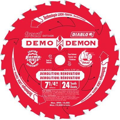 DC7424DA 7 1/4" x 24d Demolition/Construction Blade - Diablo