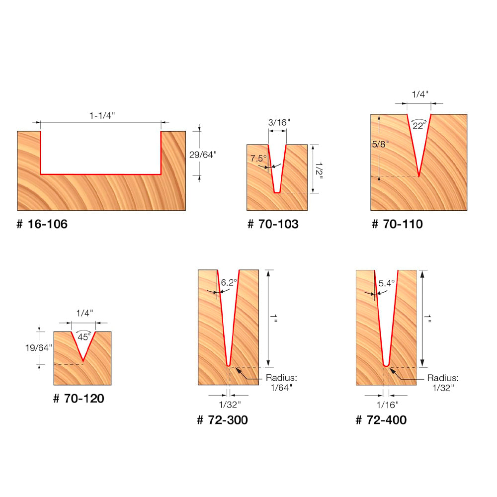 Ensemble de 12 mèches pour toupie CNC # 87-112 - Freud
