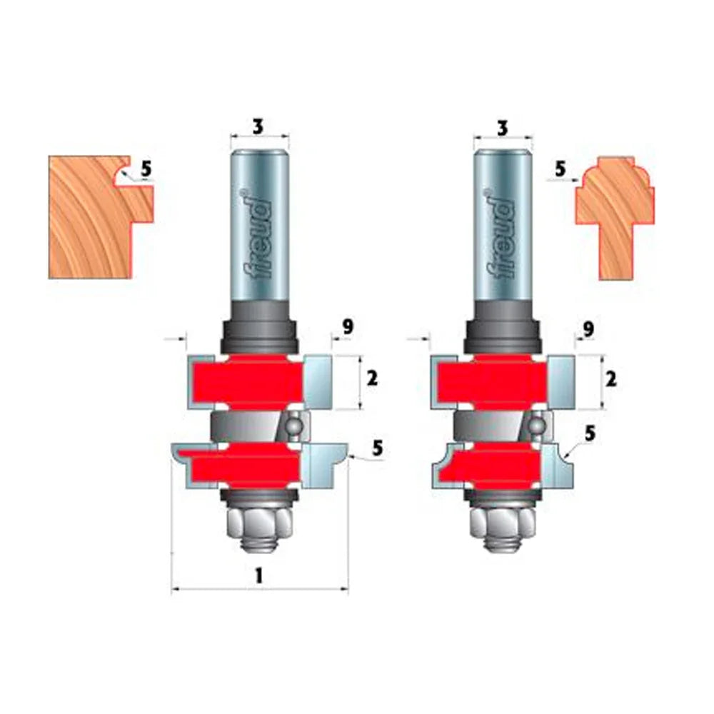 Divided Lite Cabinet door bit set 1/2'' - Freud