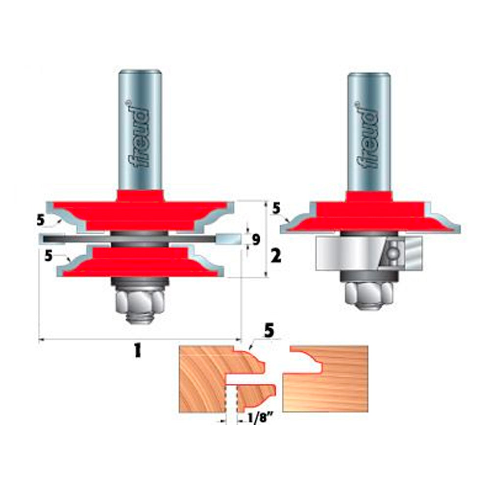 Ensemble de mèche de toupie pour porte vitrée - Freud