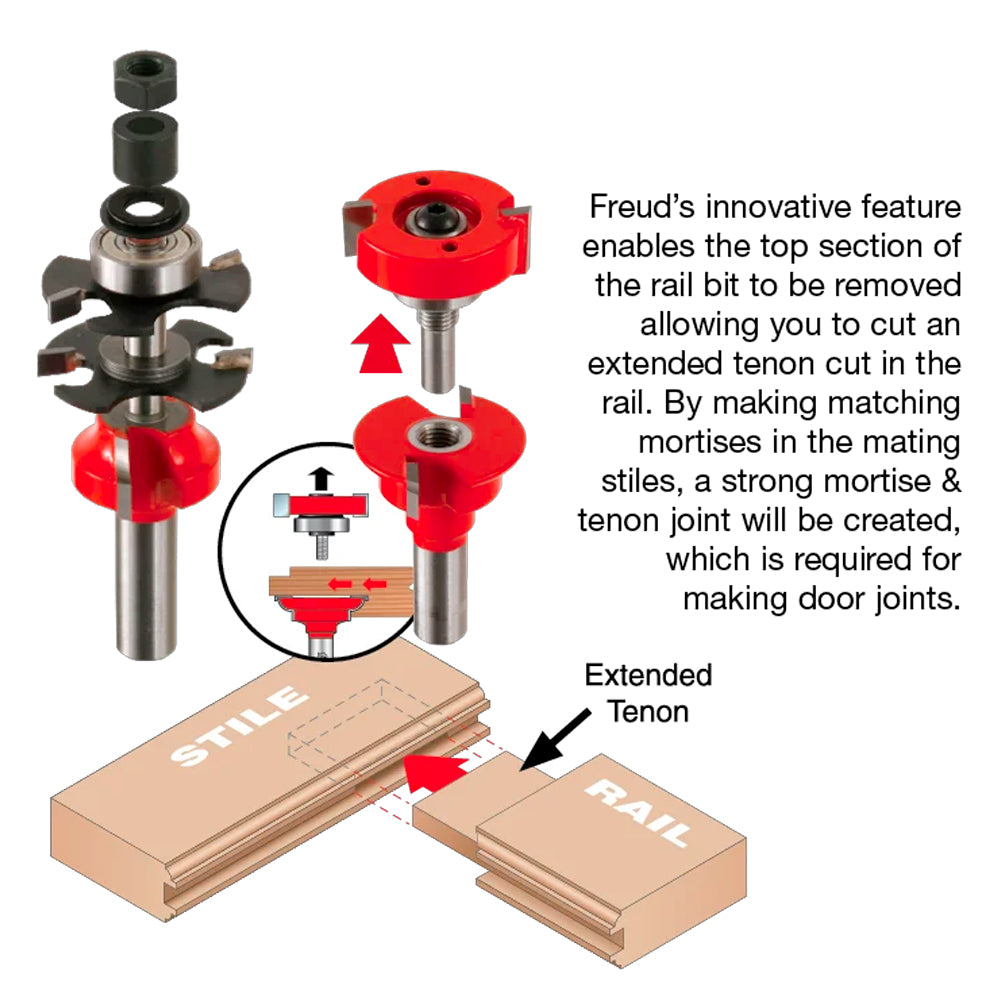 Adjustable Rail & Stile Bit - Round Over #99-760 - Freud