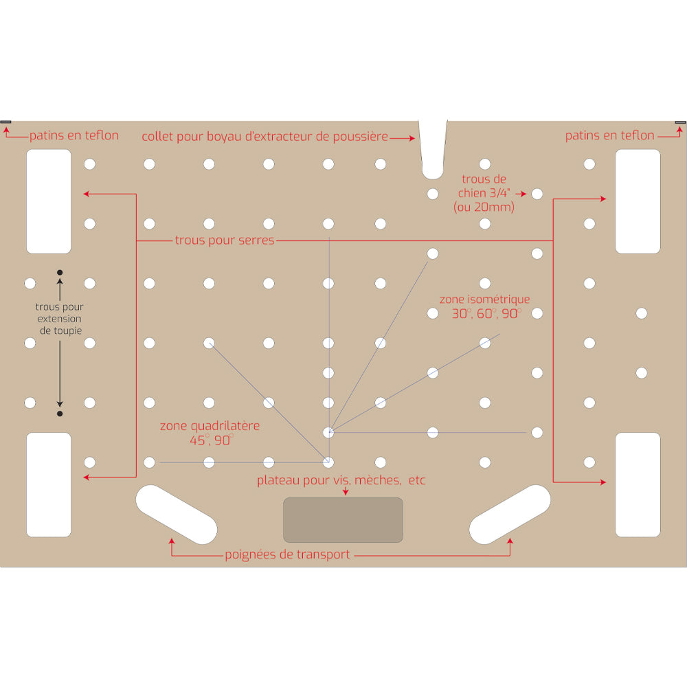 Plan de travail MFT quad-iso 46’’ x 30’’ en MDF - PGL