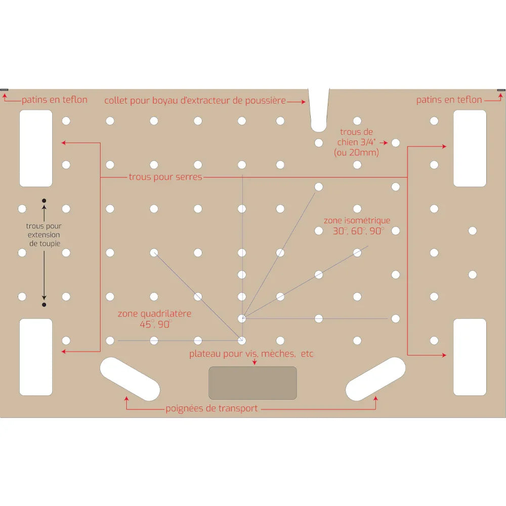 MDF table top quad-iso MFT top 46’’ x 30’’ - PGL