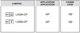 Ensemble de 2 pentures porte euro clip-on 45°