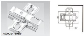 Ensemble de 2 pentures porte euro clip-on 110° plein recouvrement