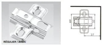 Ensemble de 2 pentures euro clip-on 110° intérieur