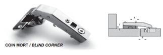 Ensemble de 2 pentures porte euro clip-on 90 ° int. amortisseur