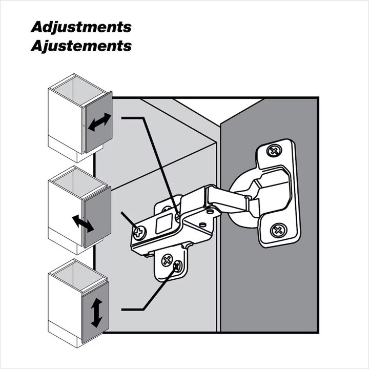 Ensemble de 2 charnières Euro 105° noir Gotham demi recouvrement - Richelieu