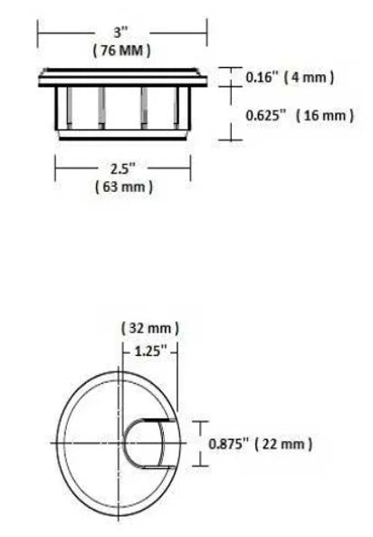 Round grommet 76mm brown - Richelieu