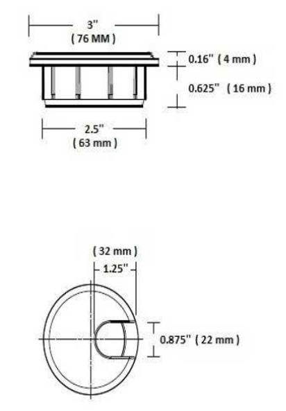 Round grommet 76mm black - Richelieu