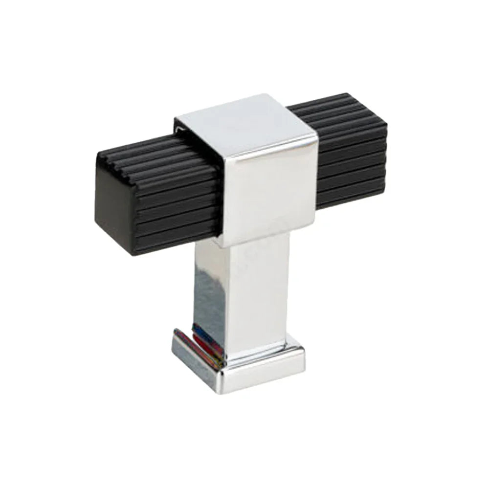 Modern knob #8747 matte black and chrome 50mm - Richelieu