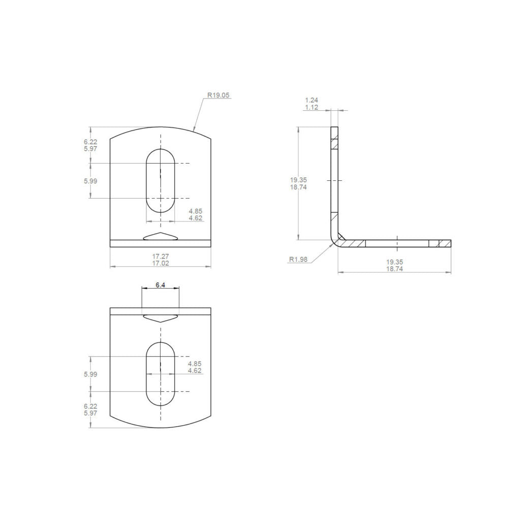 Corner Brace with elongated holes 19mm x 19mm 50/pkg - Richelieu