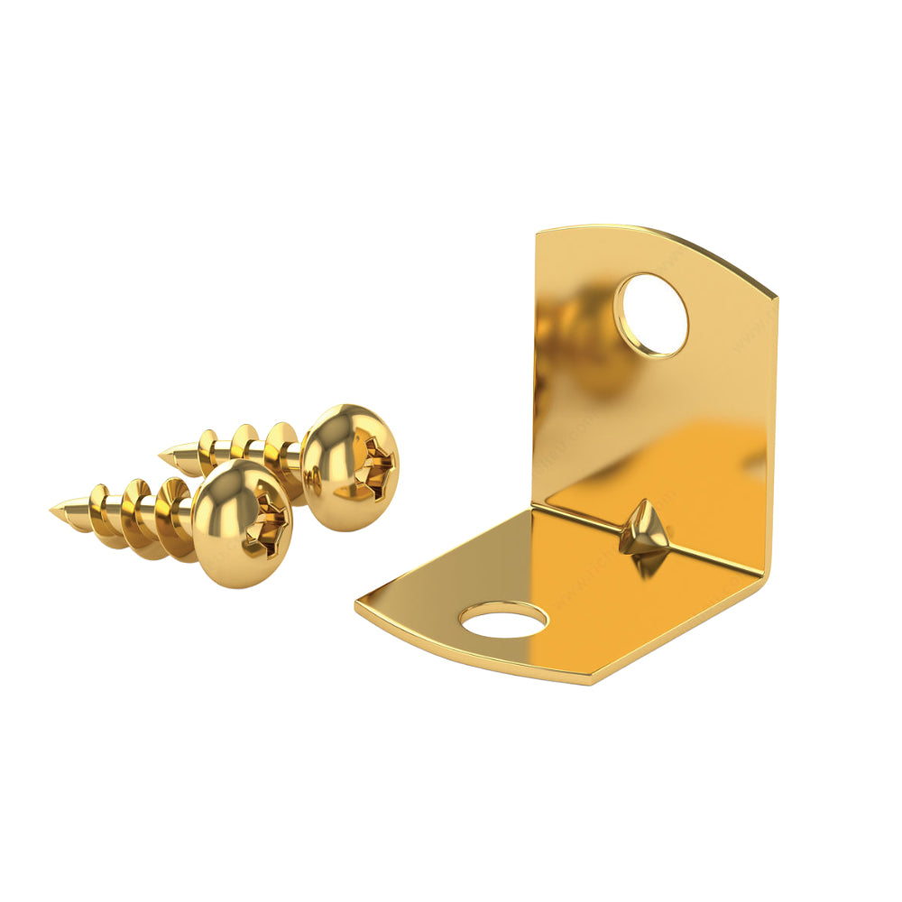 90 Degree Brass Brackets + Scews 3/4'' x 3/4'' - 4pkg