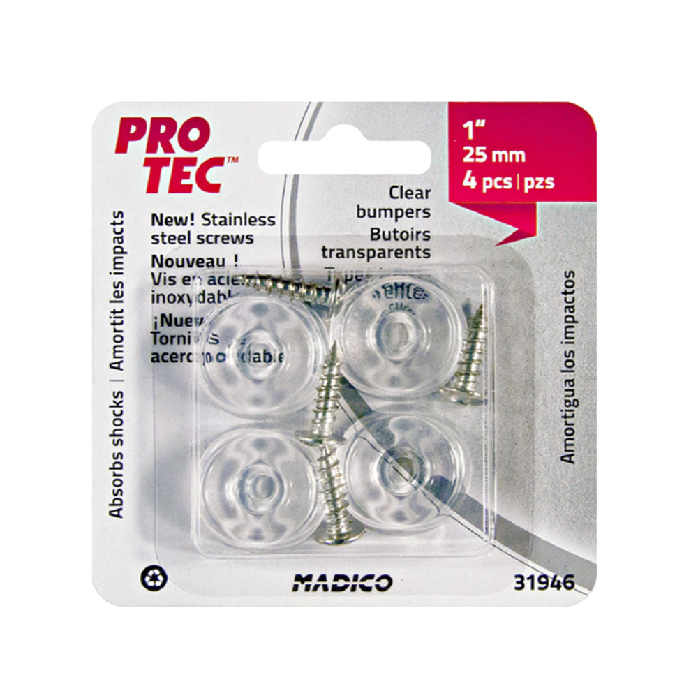 Patte à visser en caoutchouc clair - 4/Pqt - Madico