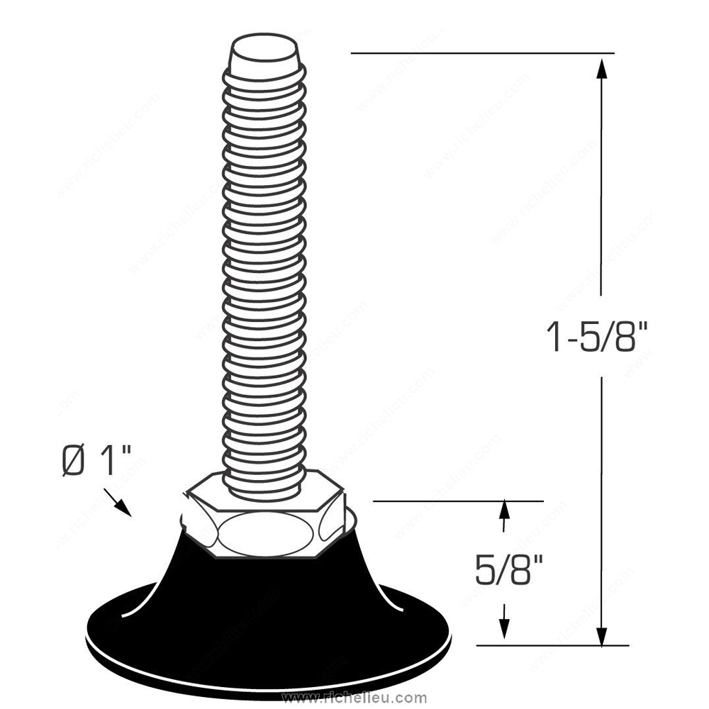 Leveler with nut 1/4" x 1" - 2/pack
