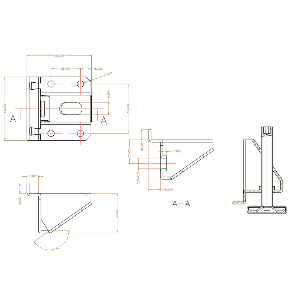 Extra Heavy-Duty Floor leveler 3/8'' X 1 5/16''