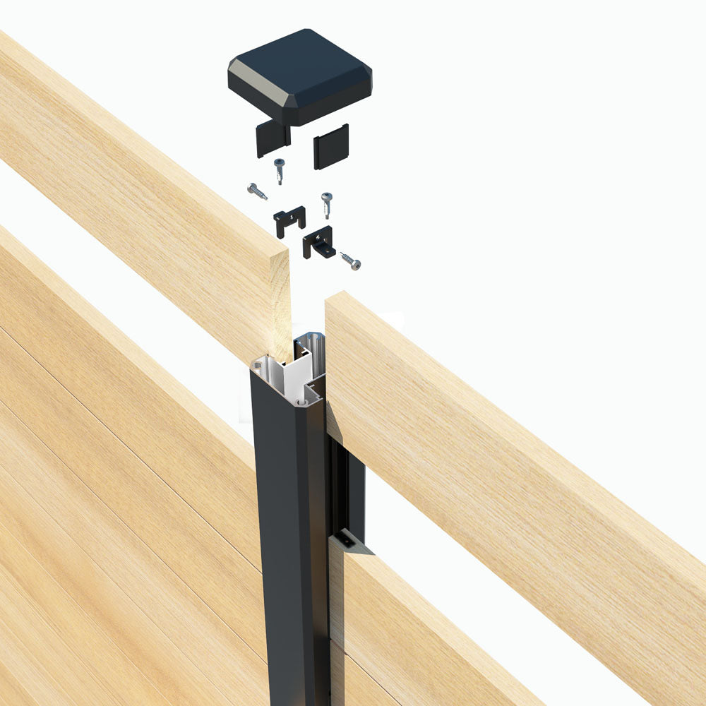 Poteau de ligne Duo Paravent 3"x3"x75.5" Noir - Kool-Ray