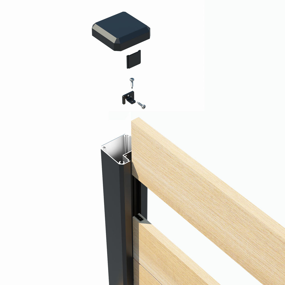 Poteau de fin Duo Paravent 3"x3"x75.5" Noir - Kool-Ray