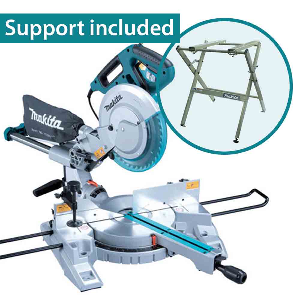 Scie à onglets combinés double coulisse 10'' avec laser LS1018L, Support inclus - Makita